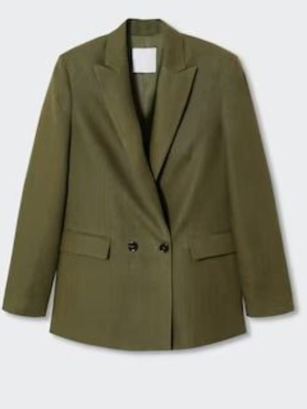 MANGO I NWT Linen Double-Breasted Blazer, Olive Green